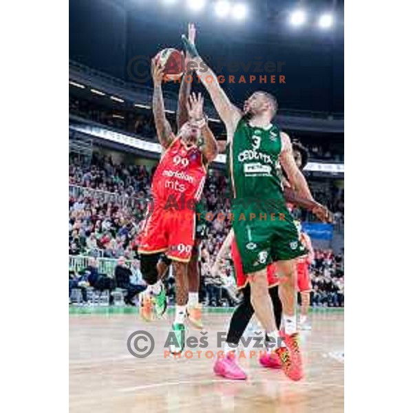in action during AdmiralBet ABA League 2025/2026 basketball match between Cedevita Olimpija (SLO) and Crvena Zvezda (SRB) in SRC Stozice, Ljubljana, Slovenia on November 17, 2025.