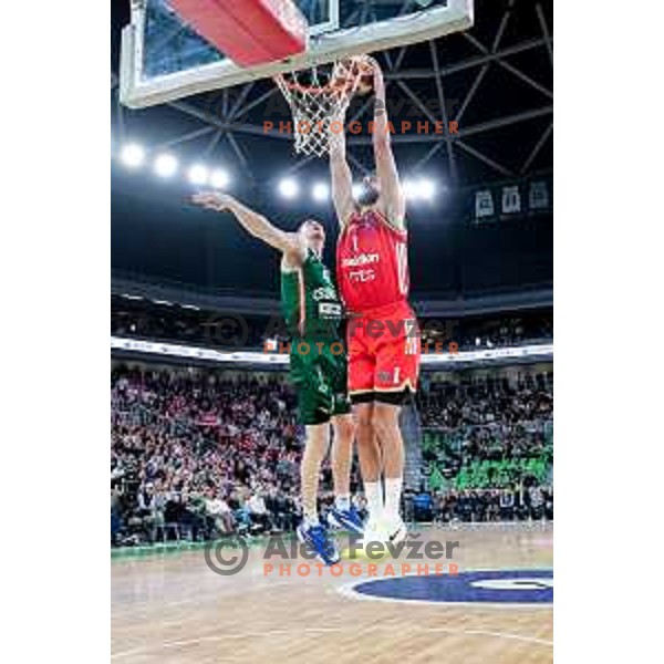 in action during AdmiralBet ABA League 2025/2026 basketball match between Cedevita Olimpija (SLO) and Crvena Zvezda (SRB) in SRC Stozice, Ljubljana, Slovenia on November 17, 2025.