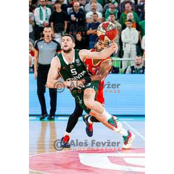 in action during AdmiralBet ABA League 2025/2026 basketball match between Cedevita Olimpija (SLO) and Crvena Zvezda (SRB) in SRC Stozice, Ljubljana, Slovenia on November 17, 2025.