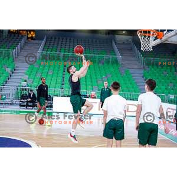 Aleksej Nikolic during warm-up before start of BKT EuroCup 2025-2026 basketball match between Cedevita Olimpija (SLO) and Veolia Towers Hamburg (GER) in SRC Stozice, Ljubljana, Slovenia on November 19, 2025