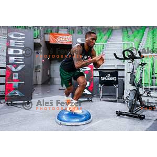 Umoja Gibson during warm-up before start of BKT EuroCup 2025-2026 basketball match between Cedevita Olimpija (SLO) and Veolia Towers Hamburg (GER) in SRC Stozice, Ljubljana, Slovenia on November 19, 2025