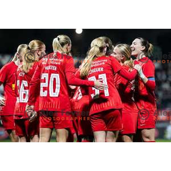 celebrate goal during UEFA Women’s Europa Cup football match between ZNK Mura Nona (SLO) and FC Nordsjaelland (DEN) in Fazanerija, Murska Sobota, Slovenia on November 19, 2025. Photo: Jure Banfi