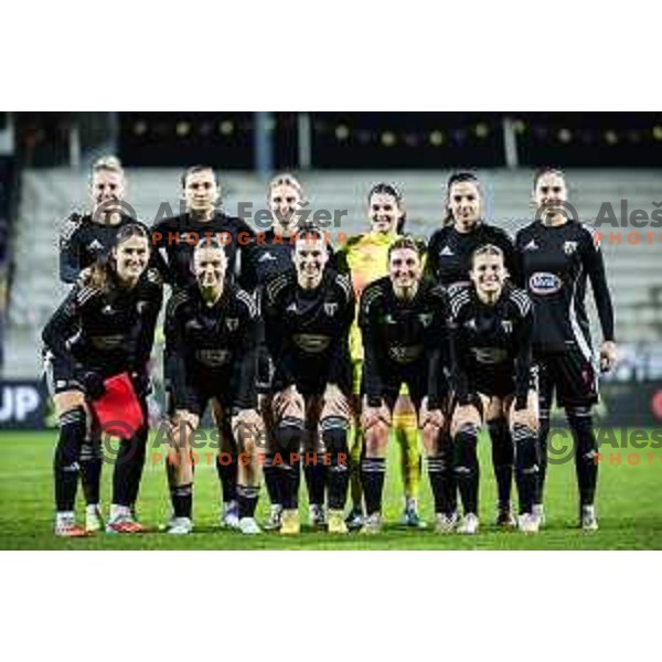 ZNK Mura Nona starting eleven during UEFA Women’s Europa Cup football match between ZNK Mura Nona (SLO) and FC Nordsjaelland (DEN) in Fazanerija, Murska Sobota, Slovenia on November 19, 2025. Photo: Jure Banfi