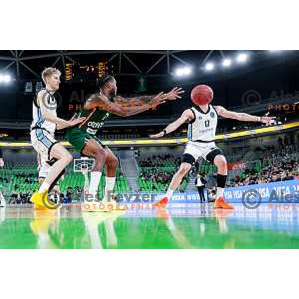 DJ Stewart in action during BKT EuroCup 2025-2026 basketball match between Cedevita Olimpija (SLO) and Veolia Towers Hamburg (GER) in SRC Stozice, Ljubljana, Slovenia on November 19, 2025