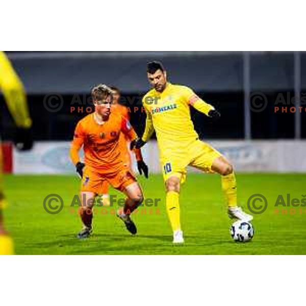 Haris Vuckic of Domzale and Florjan Jevsenak of Celje in action during Prva liga Telemach 2025/2026 football match between Domzale and Celje in Domzale, Slovenia on November 22, 2025. Photo: Filip Barbalic