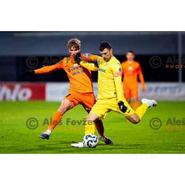 Haris Vuckic of Domzale and Florjan Jevsenak of Celje in action during Prva liga Telemach 2025/2026 football match between Domzale and Celje in Domzale, Slovenia on November 22, 2025. Photo: Filip Barbalic