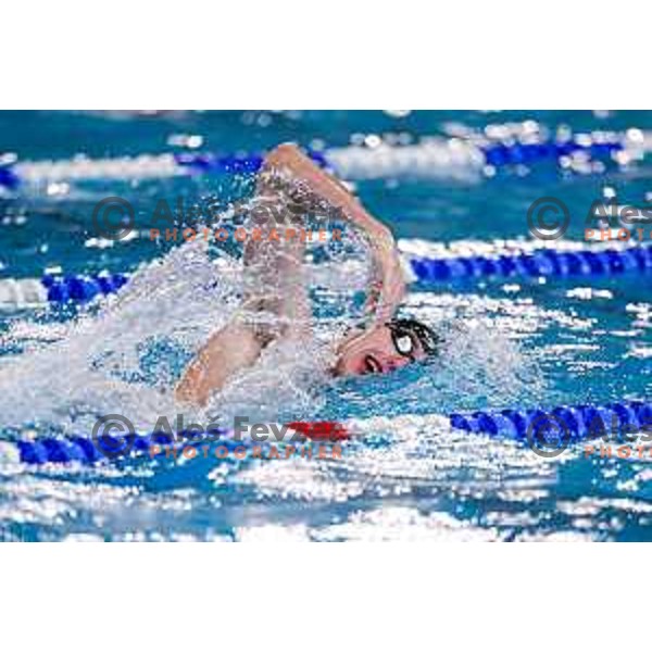 Saso Boskan (SLO) comeptes at Spela & Vesna Memorial International swimming meeting in Kranj, Slovenia on November 22, 2025