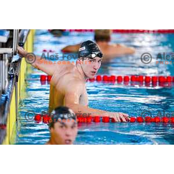 Saso Boskan (SLO) comeptes at Spela & Vesna Memorial International swimming meeting in Kranj, Slovenia on November 22, 2025