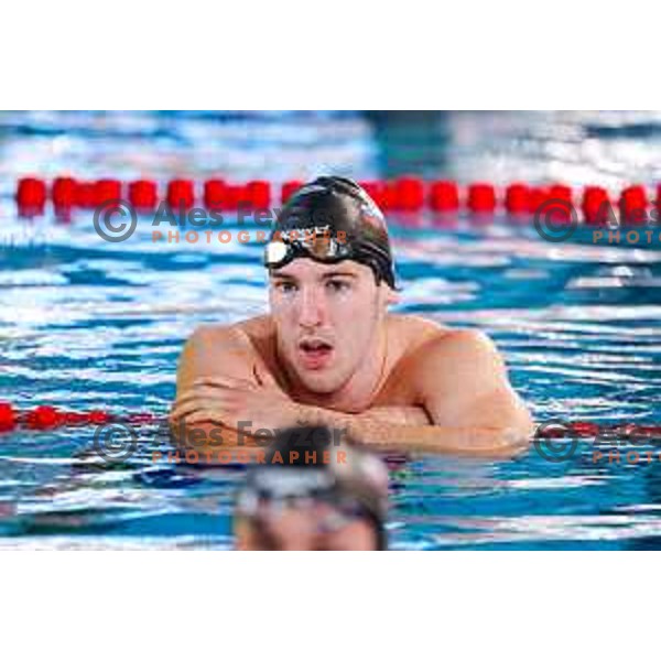 Saso Boskan (SLO) comeptes at Spela & Vesna Memorial International swimming meeting in Kranj, Slovenia on November 22, 2025