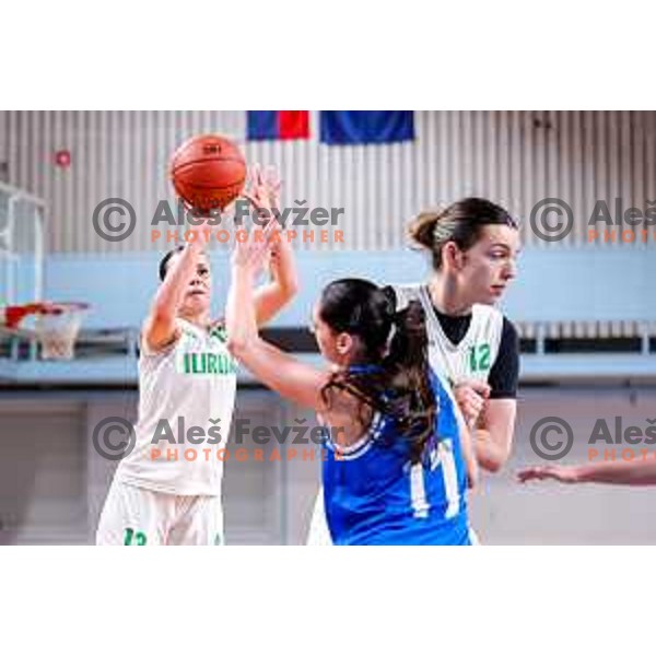 in action during 1.SKL Women’s League 2025/2026 basketball match between Ilirija and Jezica in Ljubljana, Slovenia on November 22, 2025