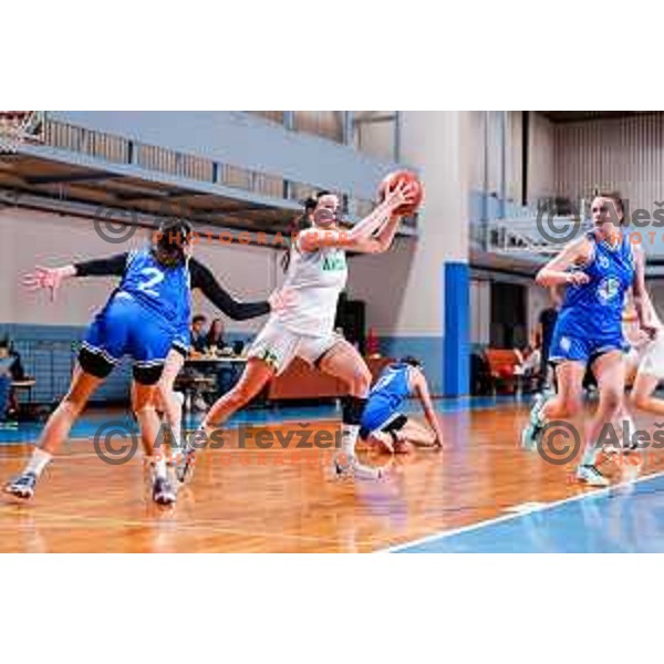 in action during 1.SKL Women’s League 2025/2026 basketball match between Ilirija and Jezica in Ljubljana, Slovenia on November 22, 2025