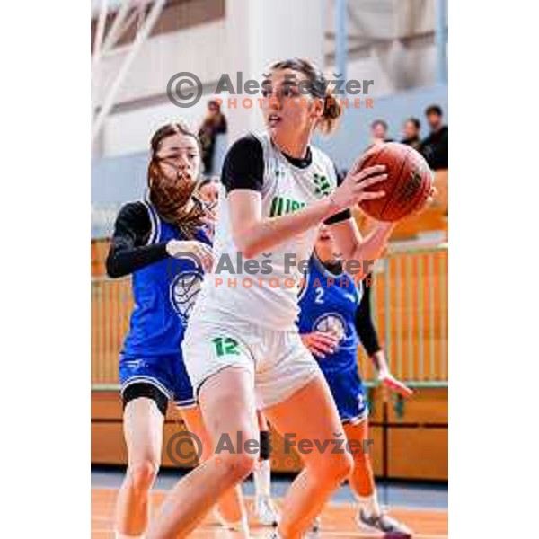 in action during 1.SKL Women’s League 2025/2026 basketball match between Ilirija and Jezica in Ljubljana, Slovenia on November 22, 2025