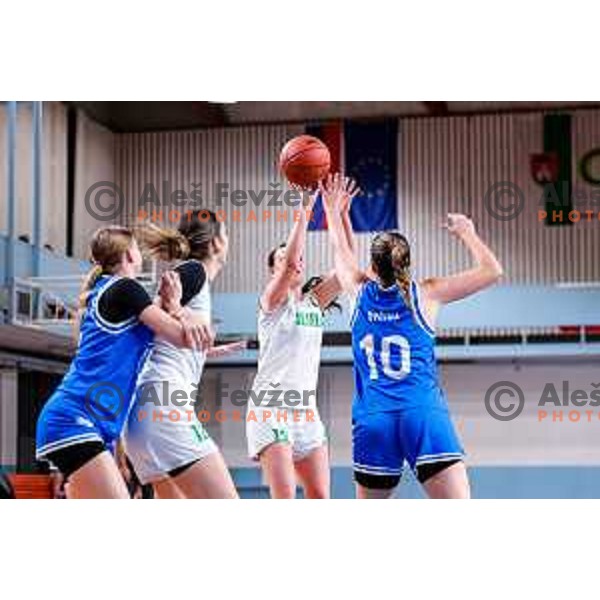 in action during 1.SKL Women’s League 2025/2026 basketball match between Ilirija and Jezica in Ljubljana, Slovenia on November 22, 2025