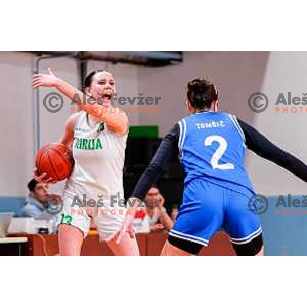 in action during 1.SKL Women’s League 2025/2026 basketball match between Ilirija and Jezica in Ljubljana, Slovenia on November 22, 2025
