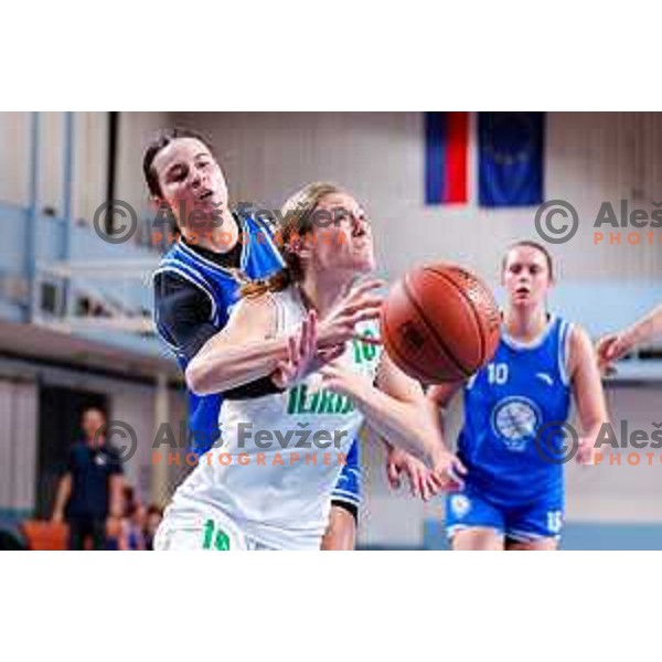 in action during 1.SKL Women’s League 2025/2026 basketball match between Ilirija and Jezica in Ljubljana, Slovenia on November 22, 2025