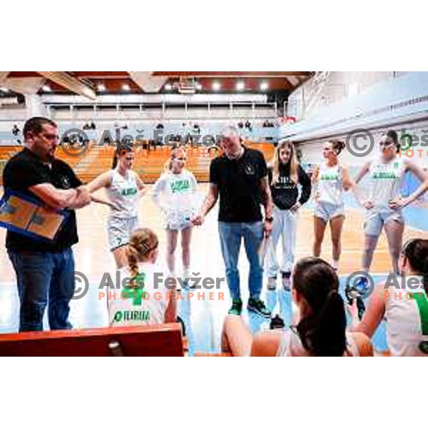 in action during 1.SKL Women’s League 2025/2026 basketball match between Ilirija and Jezica in Ljubljana, Slovenia on November 22, 2025