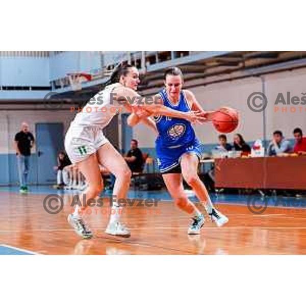 in action during 1.SKL Women’s League 2025/2026 basketball match between Ilirija and Jezica in Ljubljana, Slovenia on November 22, 2025