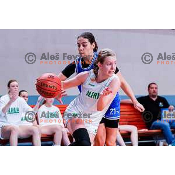 in action during 1.SKL Women’s League 2025/2026 basketball match between Ilirija and Jezica in Ljubljana, Slovenia on November 22, 2025
