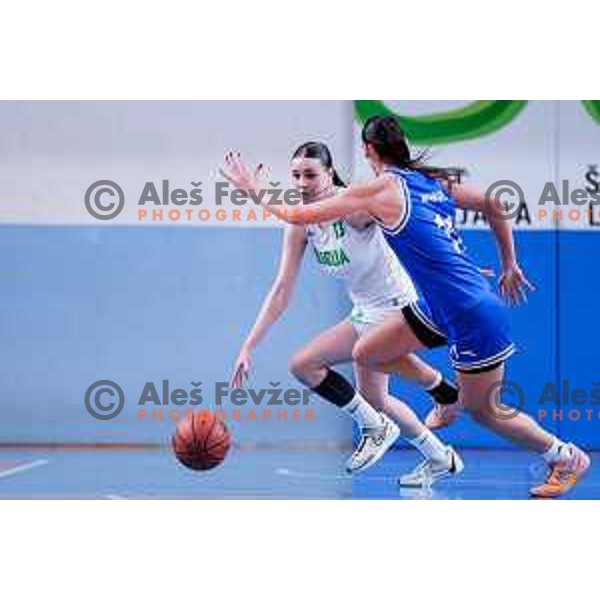 in action during 1.SKL Women’s League 2025/2026 basketball match between Ilirija and Jezica in Ljubljana, Slovenia on November 22, 2025