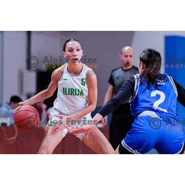 in action during 1.SKL Women’s League 2025/2026 basketball match between Ilirija and Jezica in Ljubljana, Slovenia on November 22, 2025