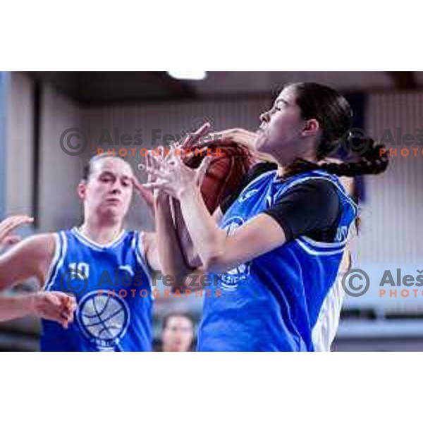 in action during 1.SKL Women’s League 2025/2026 basketball match between Ilirija and Jezica in Ljubljana, Slovenia on November 22, 2025