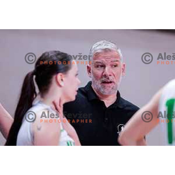in action during 1.SKL Women’s League 2025/2026 basketball match between Ilirija and Jezica in Ljubljana, Slovenia on November 22, 2025