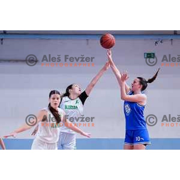 in action during 1.SKL Women’s League 2025/2026 basketball match between Ilirija and Jezica in Ljubljana, Slovenia on November 22, 2025