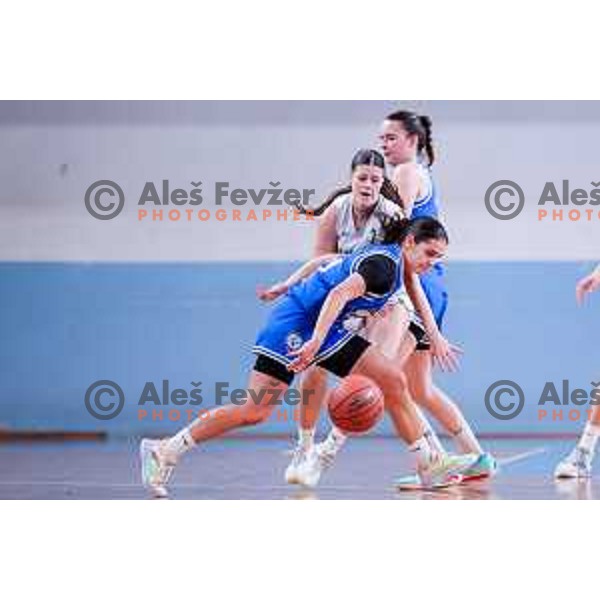 in action during 1.SKL Women’s League 2025/2026 basketball match between Ilirija and Jezica in Ljubljana, Slovenia on November 22, 2025