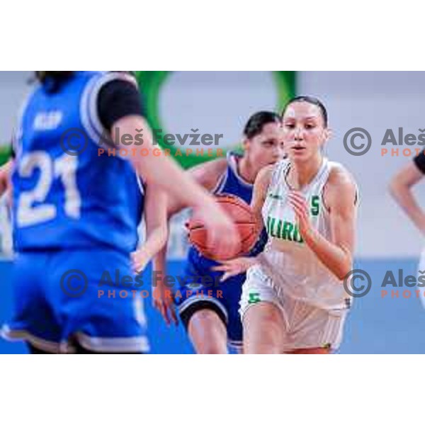 in action during 1.SKL Women’s League 2025/2026 basketball match between Ilirija and Jezica in Ljubljana, Slovenia on November 22, 2025