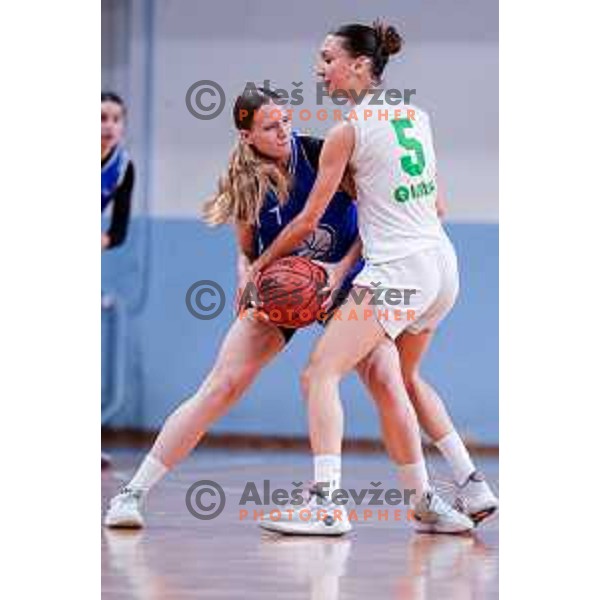in action during 1.SKL Women’s League 2025/2026 basketball match between Ilirija and Jezica in Ljubljana, Slovenia on November 22, 2025