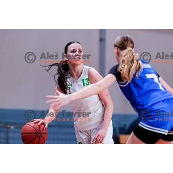 in action during 1.SKL Women’s League 2025/2026 basketball match between Ilirija and Jezica in Ljubljana, Slovenia on November 22, 2025