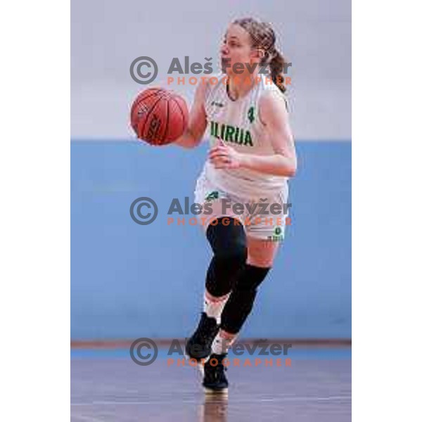 in action during 1.SKL Women’s League 2025/2026 basketball match between Ilirija and Jezica in Ljubljana, Slovenia on November 22, 2025