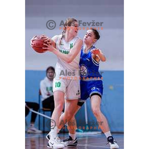 in action during 1.SKL Women’s League 2025/2026 basketball match between Ilirija and Jezica in Ljubljana, Slovenia on November 22, 2025