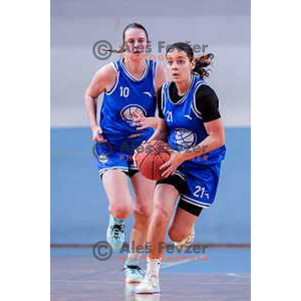 in action during 1.SKL Women’s League 2025/2026 basketball match between Ilirija and Jezica in Ljubljana, Slovenia on November 22, 2025
