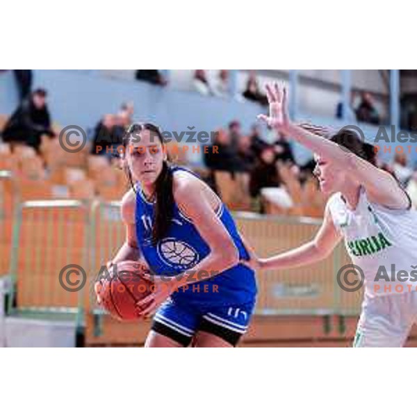 in action during 1.SKL Women’s League 2025/2026 basketball match between Ilirija and Jezica in Ljubljana, Slovenia on November 22, 2025