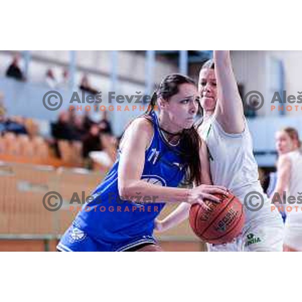 in action during 1.SKL Women’s League 2025/2026 basketball match between Ilirija and Jezica in Ljubljana, Slovenia on November 22, 2025