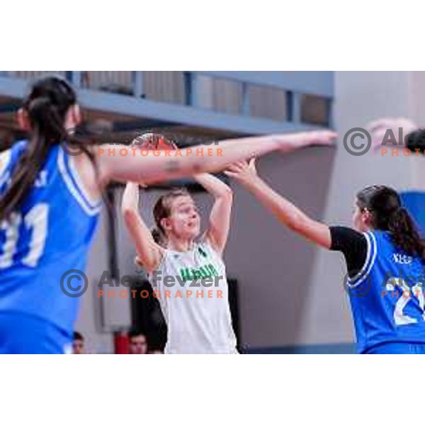 in action during 1.SKL Women’s League 2025/2026 basketball match between Ilirija and Jezica in Ljubljana, Slovenia on November 22, 2025