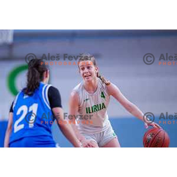 in action during 1.SKL Women’s League 2025/2026 basketball match between Ilirija and Jezica in Ljubljana, Slovenia on November 22, 2025