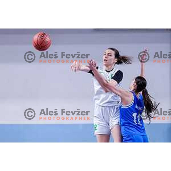 in action during 1.SKL Women’s League 2025/2026 basketball match between Ilirija and Jezica in Ljubljana, Slovenia on November 22, 2025