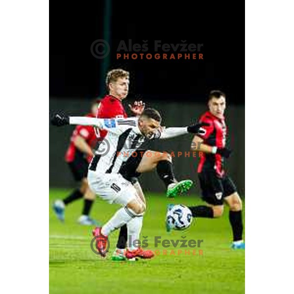 in action during Prva liga Telemach 2025/2026 football match between Primorje and Mura in Ajdovscina, Slovenia on November 23 , 2025