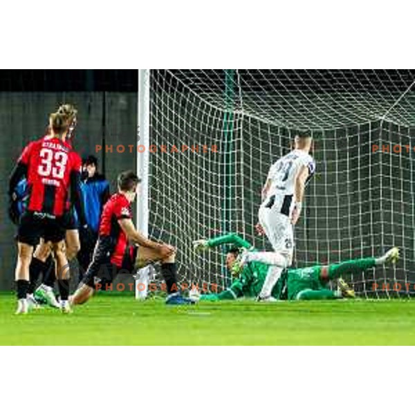 in action during Prva liga Telemach 2025/2026 football match between Primorje and Mura in Ajdovscina, Slovenia on November 23 , 2025