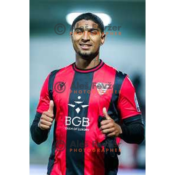 Roger Andretty Murillo Soto of Primorje celebrates a goal during Prva liga Telemach 2025/2026 football match between Primorje and Mura in Ajdovscina, Slovenia on November 23 , 2025