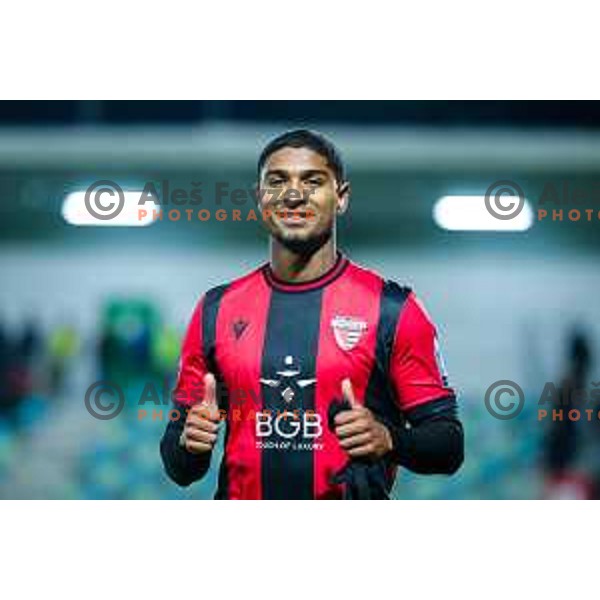 Roger Andretty Murillo Soto of Primorje celebrates a goal during Prva liga Telemach 2025/2026 football match between Primorje and Mura in Ajdovscina, Slovenia on November 23 , 2025