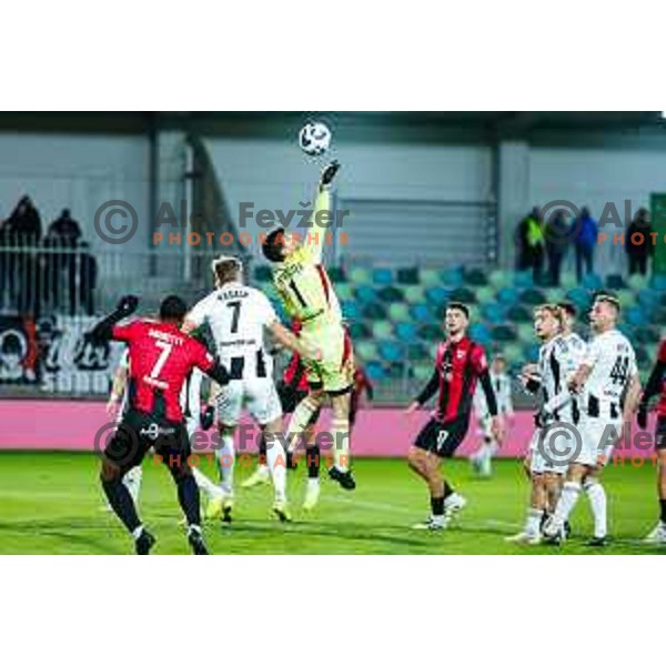 in action during Prva liga Telemach 2025/2026 football match between Primorje and Mura in Ajdovscina, Slovenia on November 23 , 2025