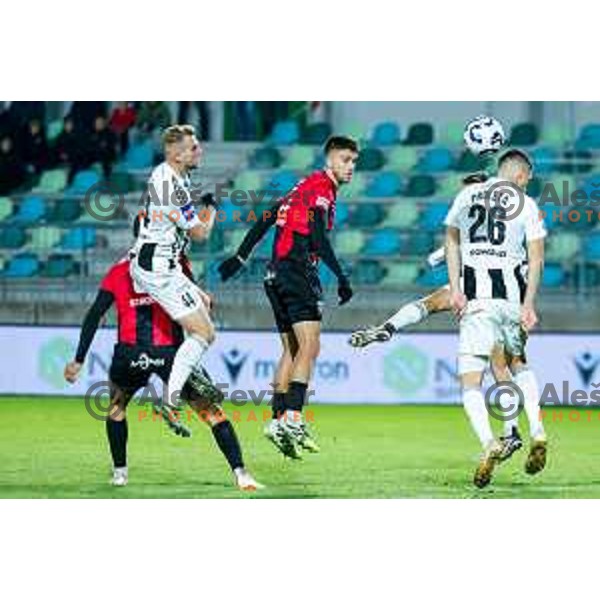 in action during Prva liga Telemach 2025/2026 football match between Primorje and Mura in Ajdovscina, Slovenia on November 23 , 2025