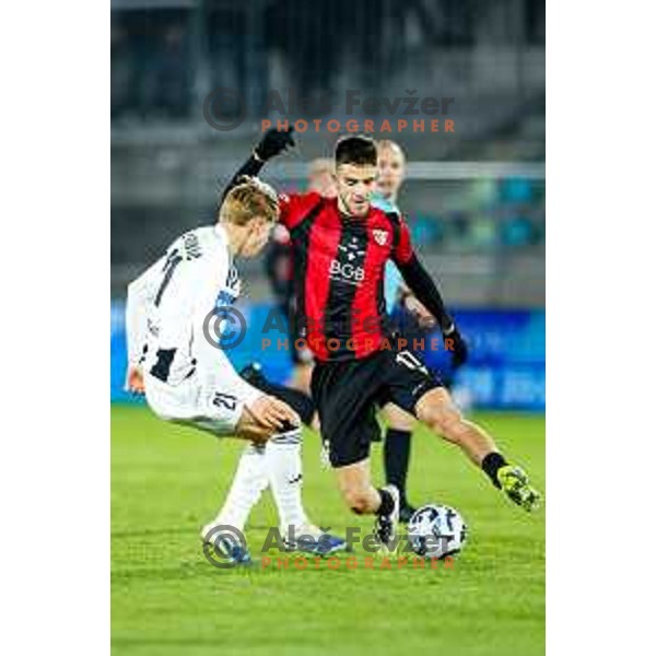 in action during Prva liga Telemach 2025/2026 football match between Primorje and Mura in Ajdovscina, Slovenia on November 23 , 2025