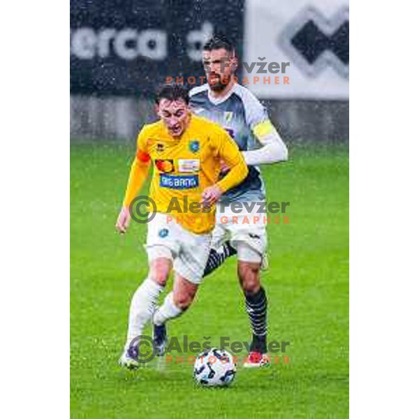 Martin Pecar in action during Prva liga Telemach 2025/2026 football match between Bravo Big Bang and Kalcer Radomlje in Ljubljana, Slovenia on November 24, 2025
