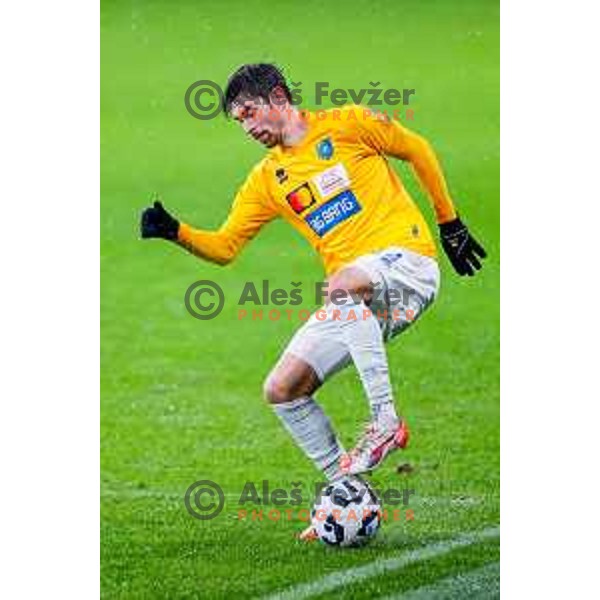 Gasper Jovan in action during Prva liga Telemach 2025/2026 football match between Bravo Big Bang and Kalcer Radomlje in Ljubljana, Slovenia on November 24, 2025