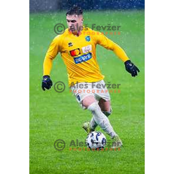 Aldin Jakupovic in action during Prva liga Telemach 2025/2026 football match between Bravo Big Bang and Kalcer Radomlje in Ljubljana, Slovenia on November 24, 2025