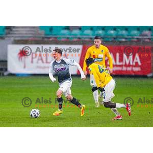 Andrej Pogacar in action during Prva liga Telemach 2025/2026 football match between Bravo Big Bang and Kalcer Radomlje in Ljubljana, Slovenia on November 24, 2025